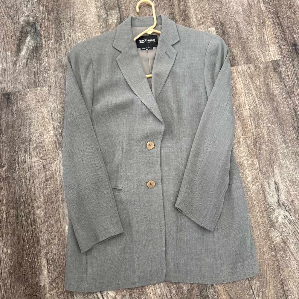 Vintage GIORGIO ARMANI Blue Gray Wool Blend Blazer 42 / 6